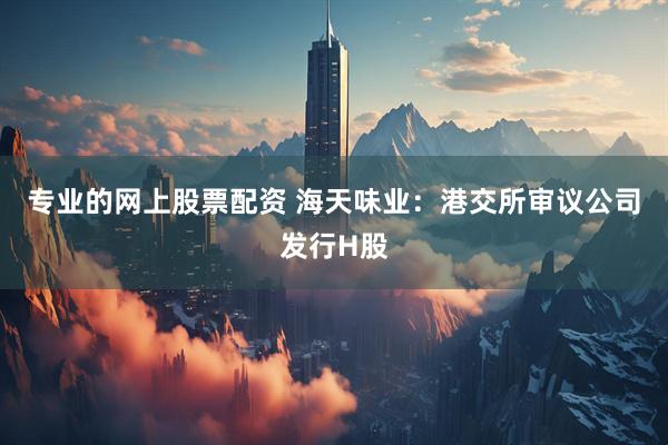 专业的网上股票配资 海天味业：港交所审议公司发行H股